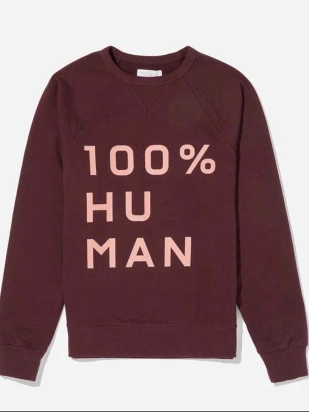 Everlane 100% Human Graphic Crewneck Sweatshirt - Burgundy/Maroon L